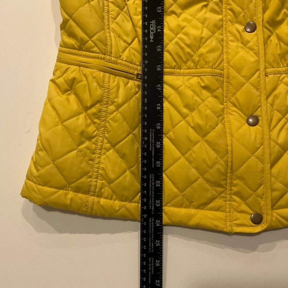 Talbots Quilted Vest Sz M Yellow Fleece Lined Outerwear Equestrian Old Money